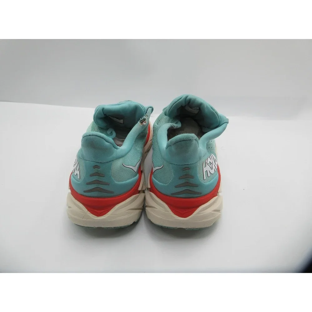 HOKA Clifton 8 Running Shoes Womens Size 10.5 Aqua Red Cushioned 1119394 AEBL‎